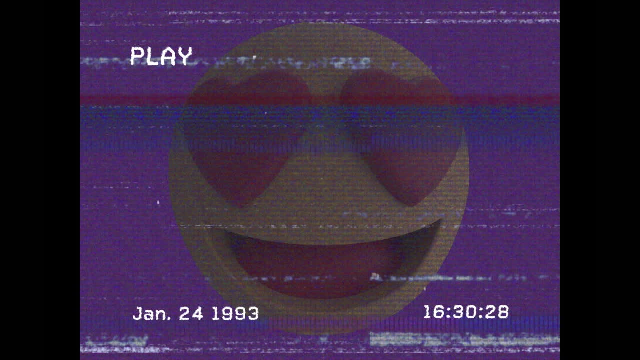 animación de iconos emoji de corazones sobre la pantalla con ruido