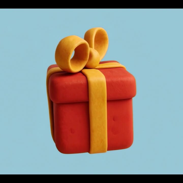 3D Rendered Red Gift Box with Yellow Ribbon Rotating