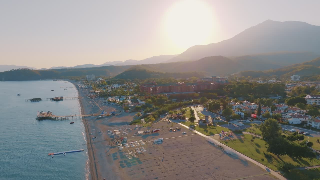 Sunset View of a Mediterranean Resort Town