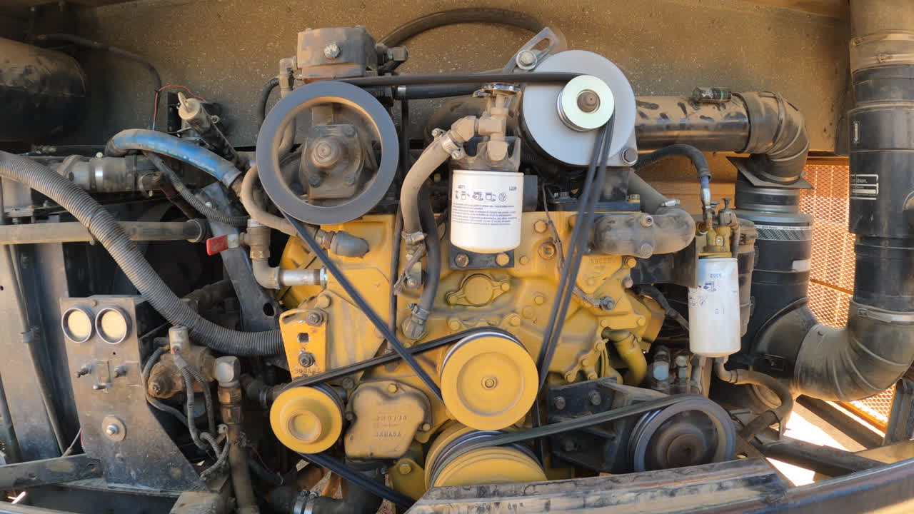 블록 및 실행 중인 대형 연소 엔진