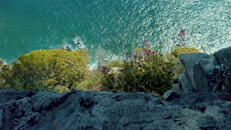 cinque terre corniglia scenic coastal panorama with rocks, trees, waves, italy