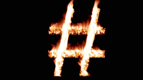 hashtag hash tag hot text brand branding iron metal flaming heat flames 4k