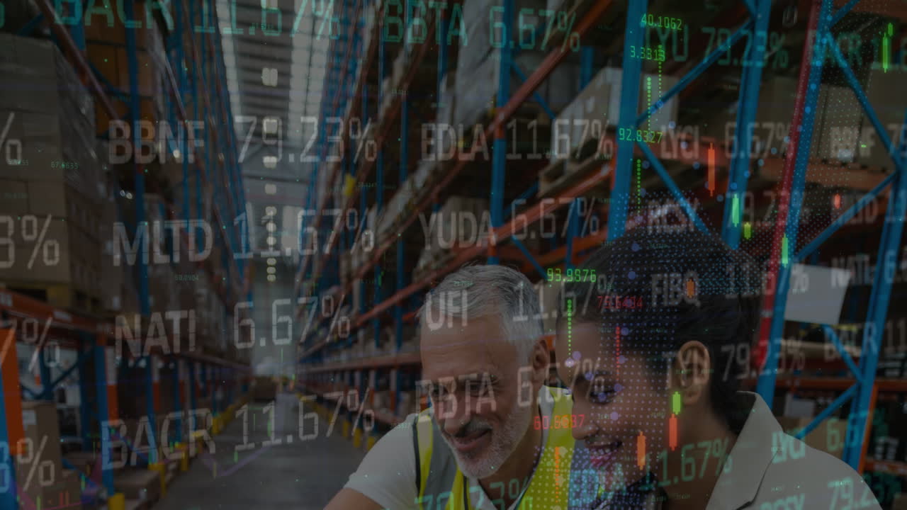 animación del procesamiento de datos sobre las personas que trabajan en el almacén