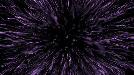 animación digital de un rastro de luz púrpura estallando contra un fondo negro