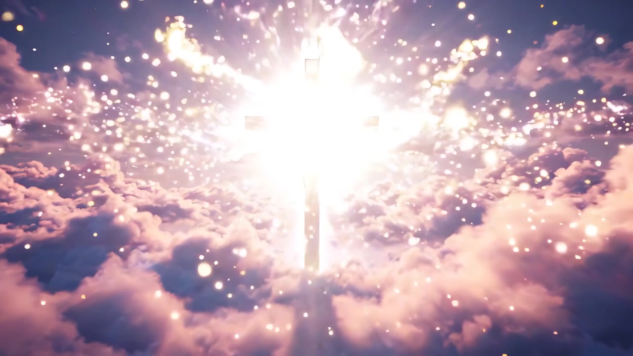 Cruz Cristiana con Luz Celestial, Fondo de Adoración 4K