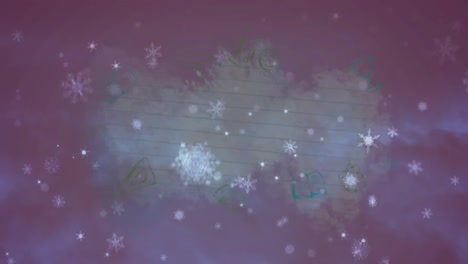 Animation-of-christmas-snowflakes-falling-over-lined-school-notebook