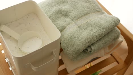 laundry powder and fresh towels