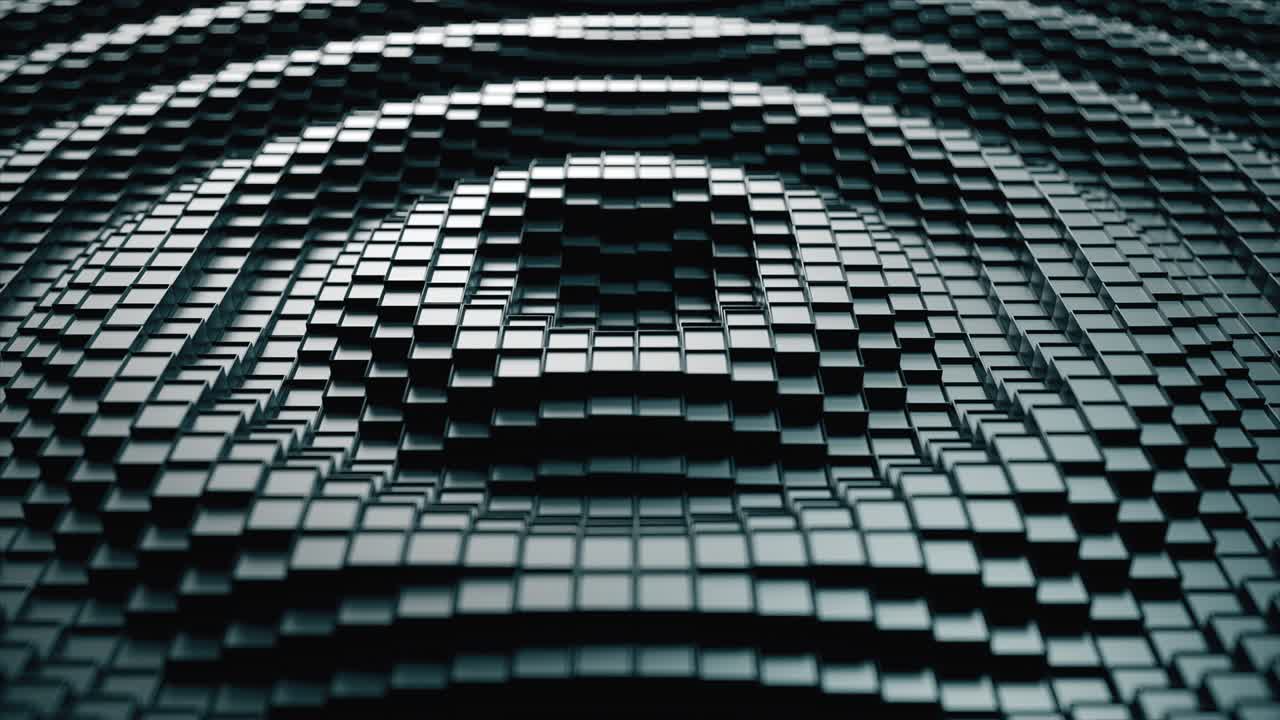 superficie cúbica plástica oscura en movimiento de onda