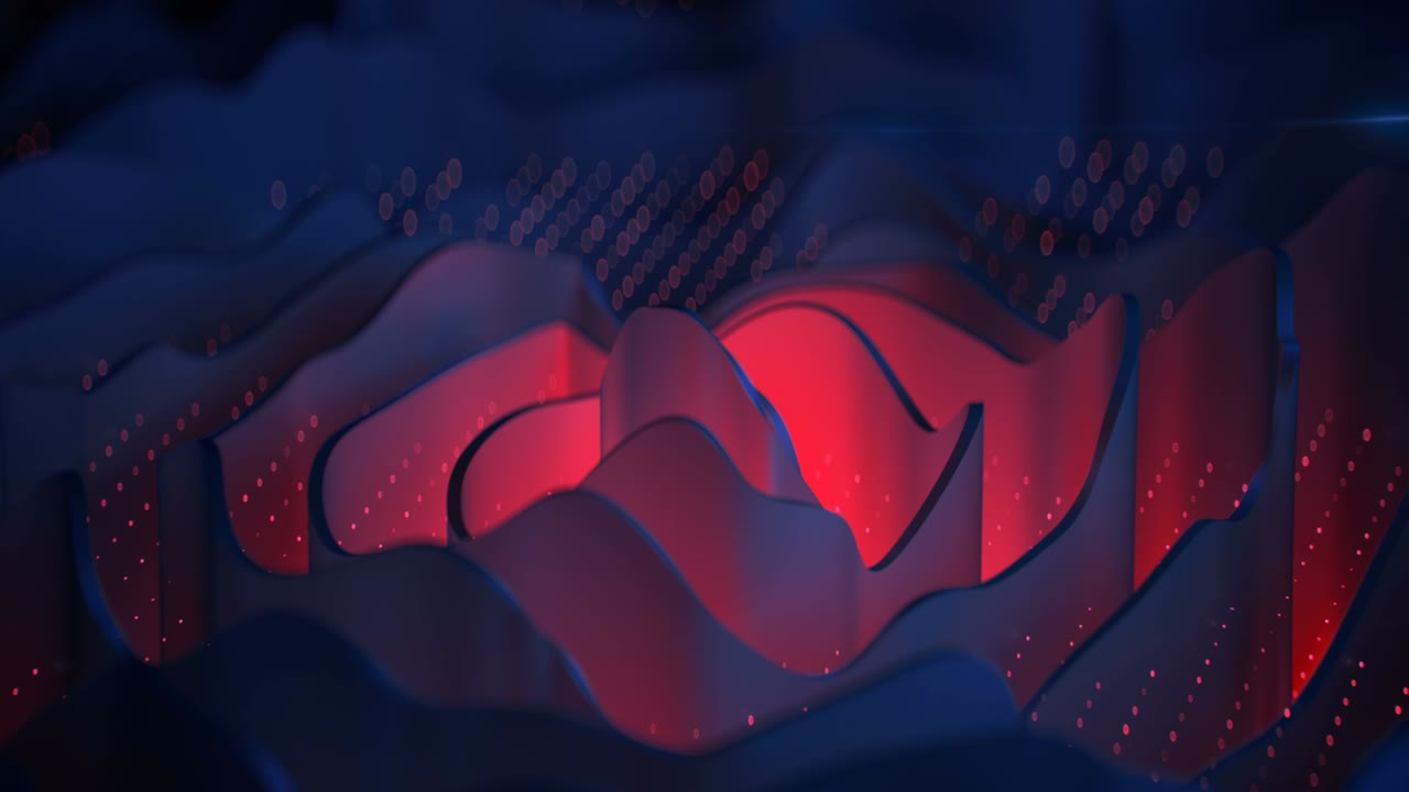 formas especulares onduladas rojas y azules onduladas 3d reproducir animación de bucle sin costuras