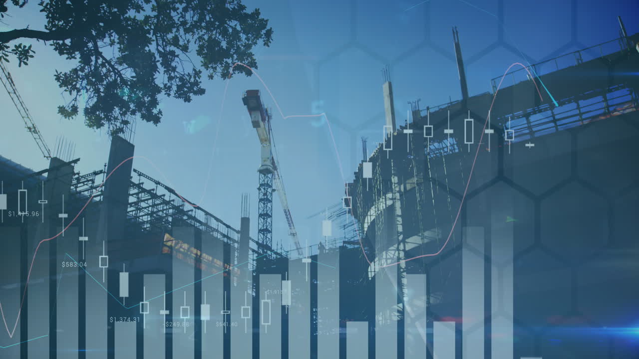 animación del procesamiento de datos sobre el paisaje urbano