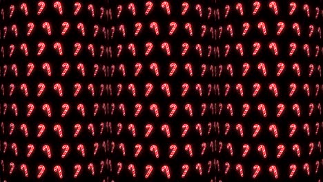 Neon-Christmas-Pattern-Background-of-Candy-Cane-in-Red-White-and-Black-Looping-animation