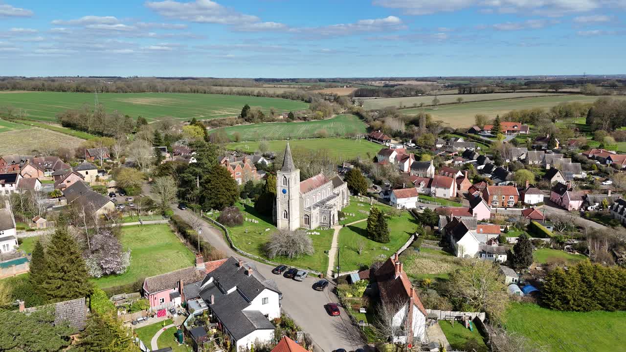 St Nicholas Church Rattlesden Suffolk UK drone,aerial