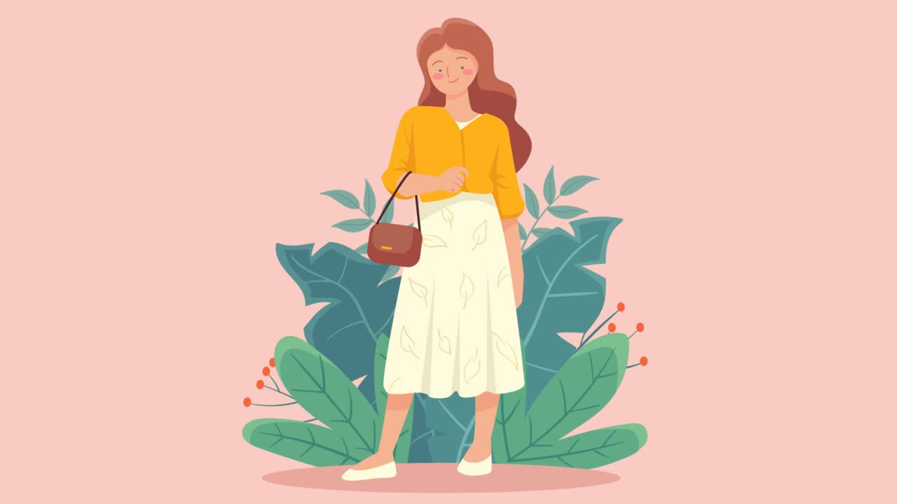 평평한 손으로 그려진 지속 가능한 패션 일러스트의 모션 그래픽