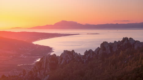 Amanecer-Timelapse-Estrecho-De-Gibraltar-En-Una-Mañana-De-Verano