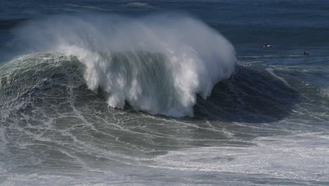 slow motion of a great wave in nazaré, portugal