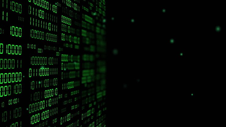 Animation of binary coding and data processing