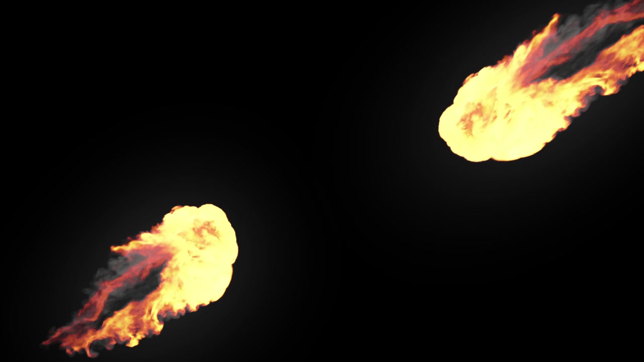 Two Fireballs Colliding and Exploding into Smoke