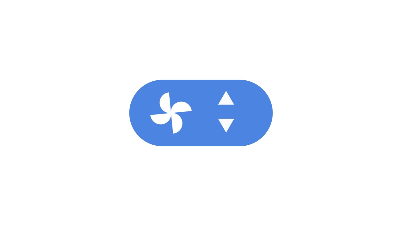 Toggle button featuring a fan or ventilation icon animation isolated on white background
