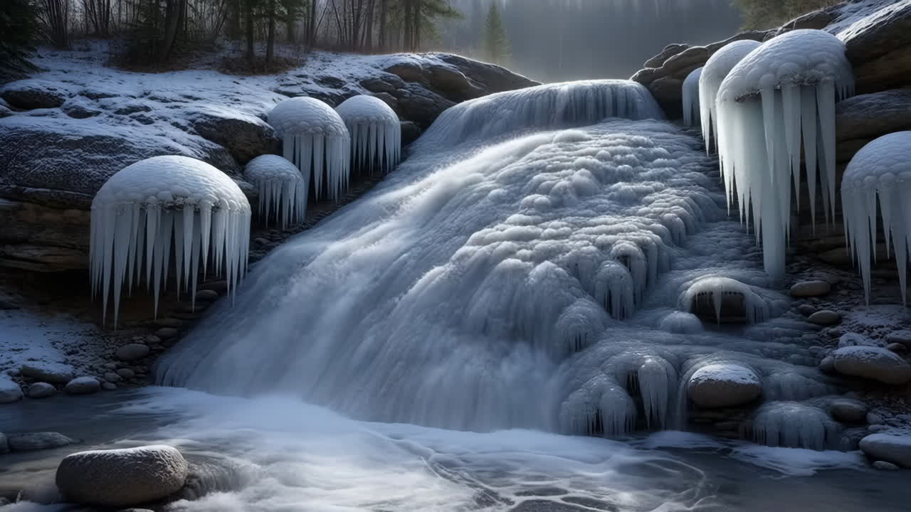 Frozen Winter Waterfall Landscape