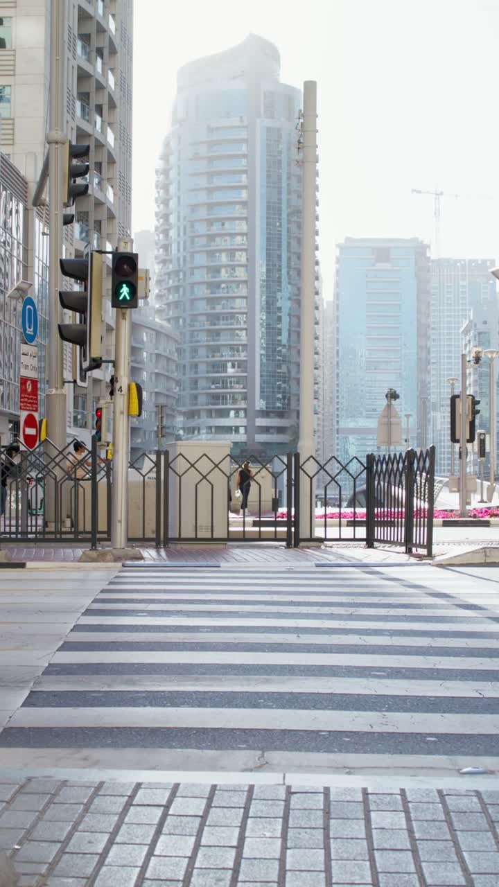 Dubai City Street View with Pedestrian Crossing