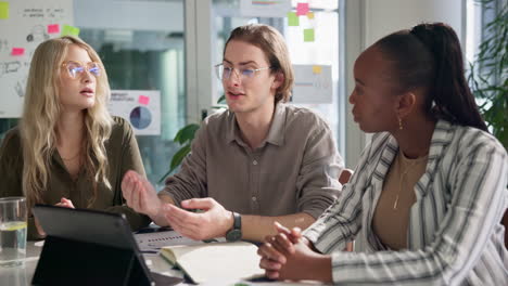 business team in a meeting collaborating on a project