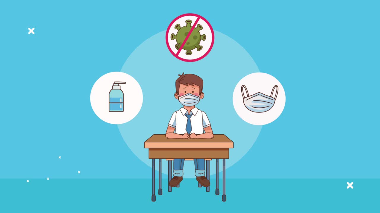 マスクをかぶって手を洗う covid-19 予防アイコン