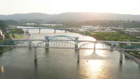 bridges over tennessee river at sunset, sunrise