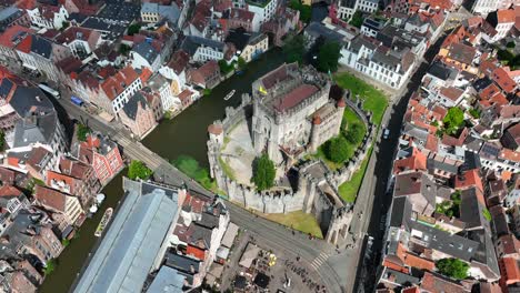 Gravensteen-Castle,-East-Flanders,-Ghent,-Flemish-Region,-Belgium,-June-2022