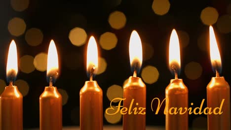 animación de texto de feliz navidad sobre velas