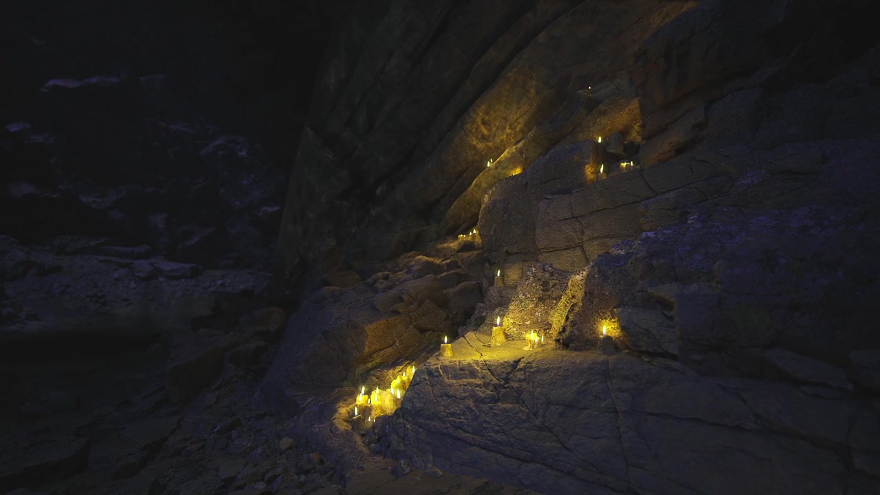 Enigmatic light shines over silent limestone terraces in harmony