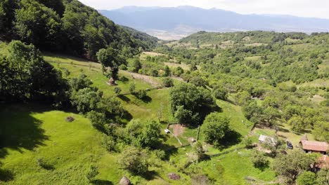 small village with beautiful view on a valley in romanian transylvanian mountains