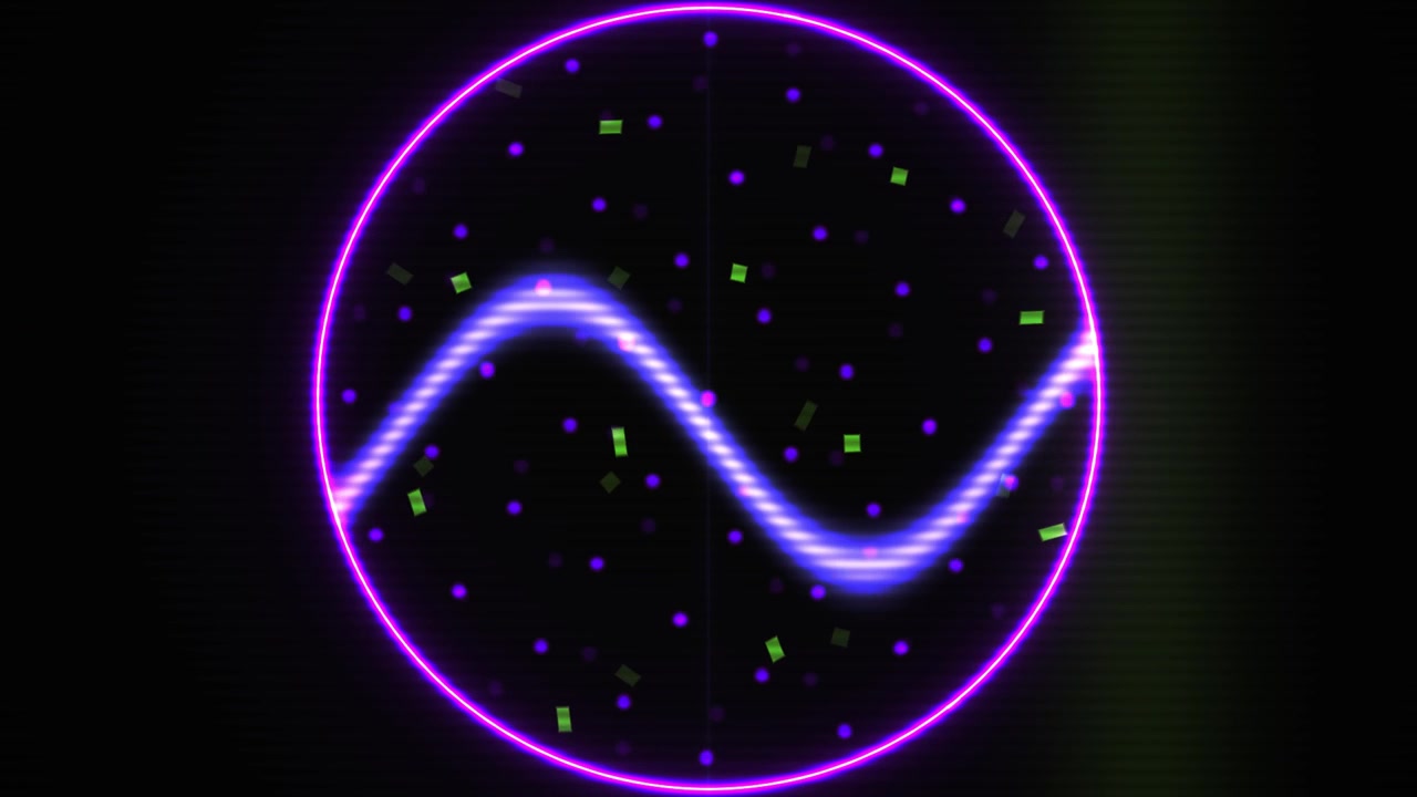 Retro Oscilloscope Display with Moving Neon Sine Wave