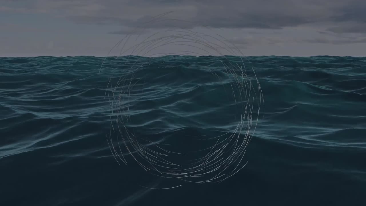 animación de la red de conexiones sobre las olas del mar
