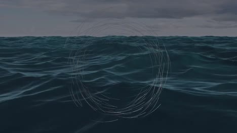 Animation-of-network-of-connections-over-sea-waves