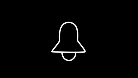 animation of white neon bell symbol, on black background