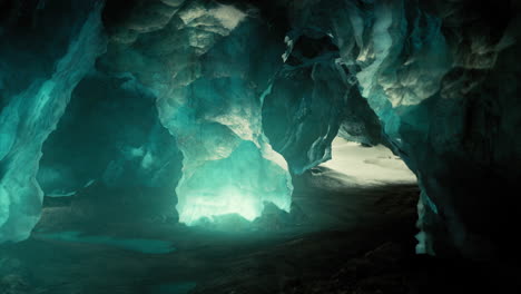 entrance of an ice cave inside glacier in southern iceland