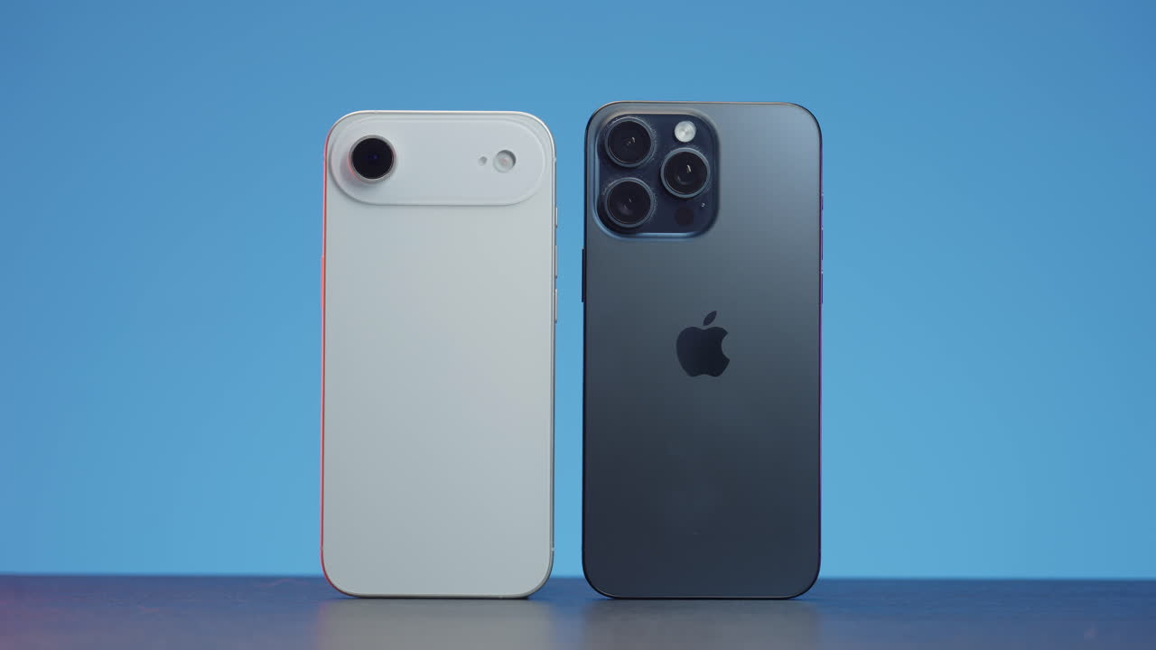 Two smartphones side-by-side, showcasing different designs and camera setups