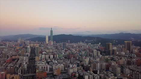 taiwan sunset taipei cityscape center famous tower aerial panorama 4k