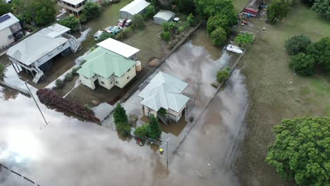 drone shot of flooded houses stranded amongst flood waters-1