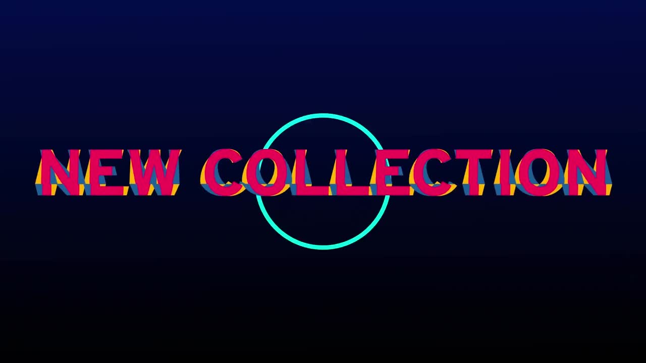 animación de la nueva colección sobre puntos azules sobre fondo oscuro