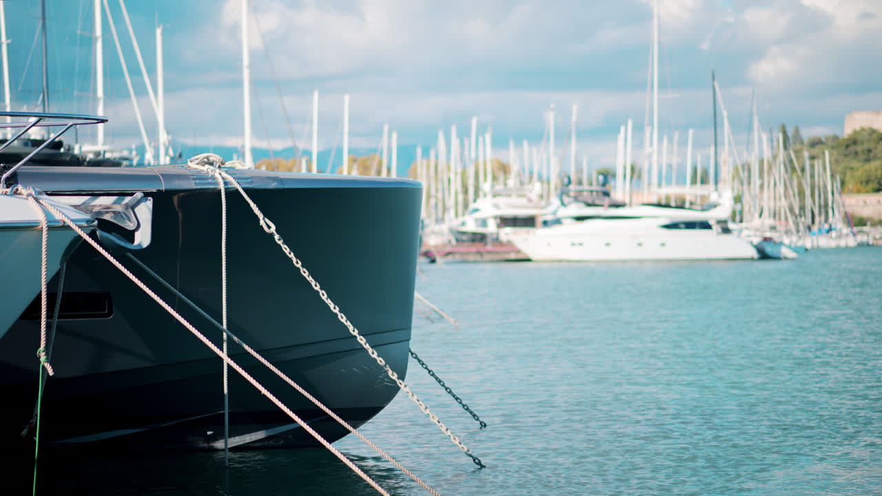 Multiple boats docked in the Port Vauban in Antibes, France
