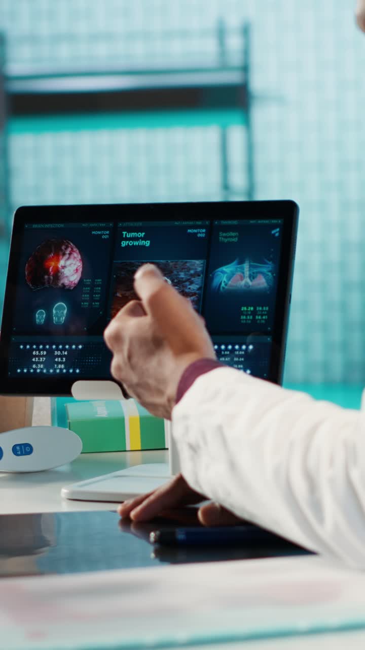 Medical Professional Analyzing Human Anatomy on Digital Tablet