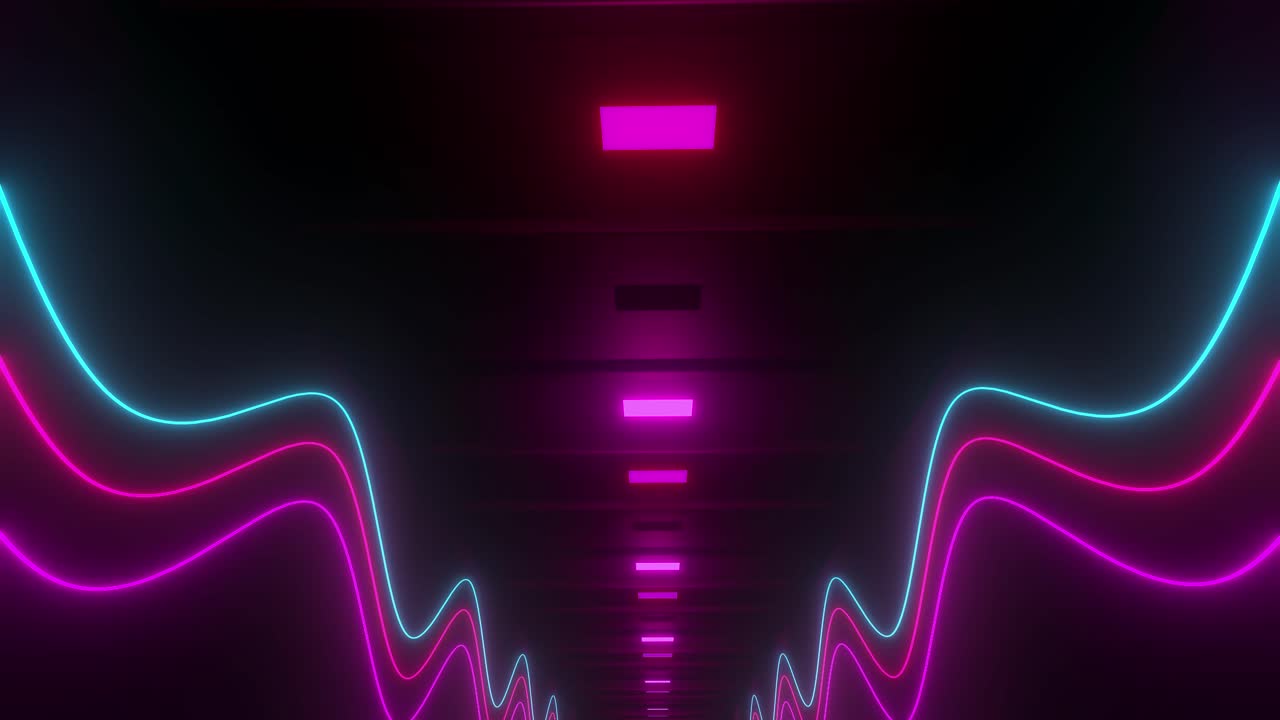 Neon Tunnel with Glowing Waves