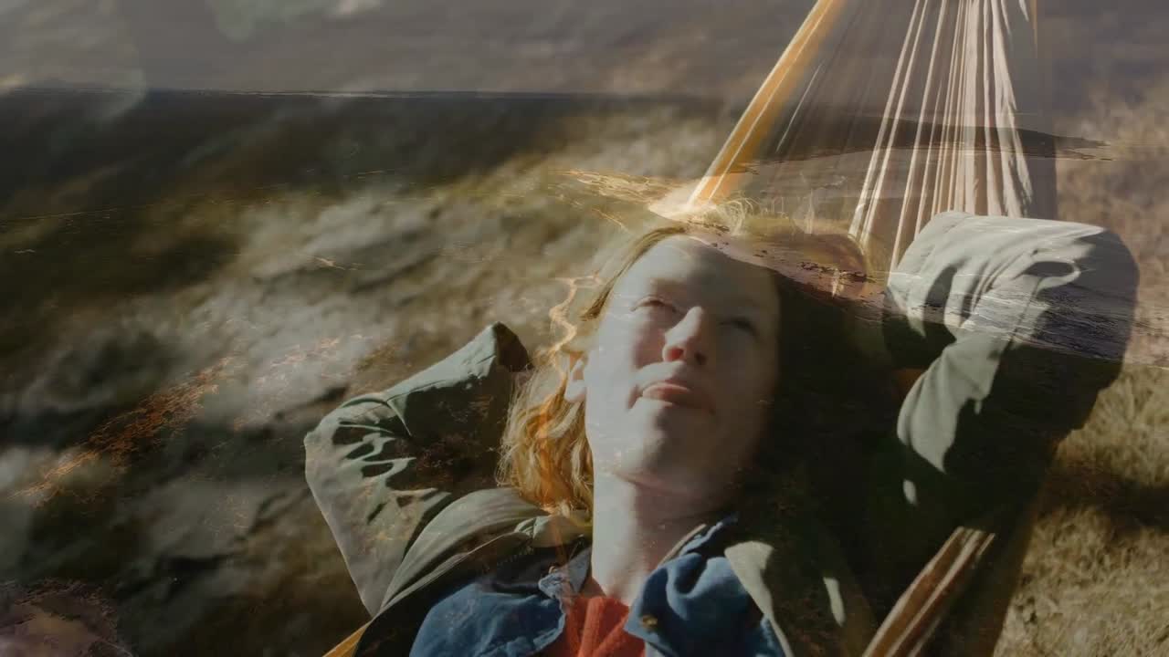 풍경 위 에 있는 하마크 에 있는 백인 여자 의 애니메이션