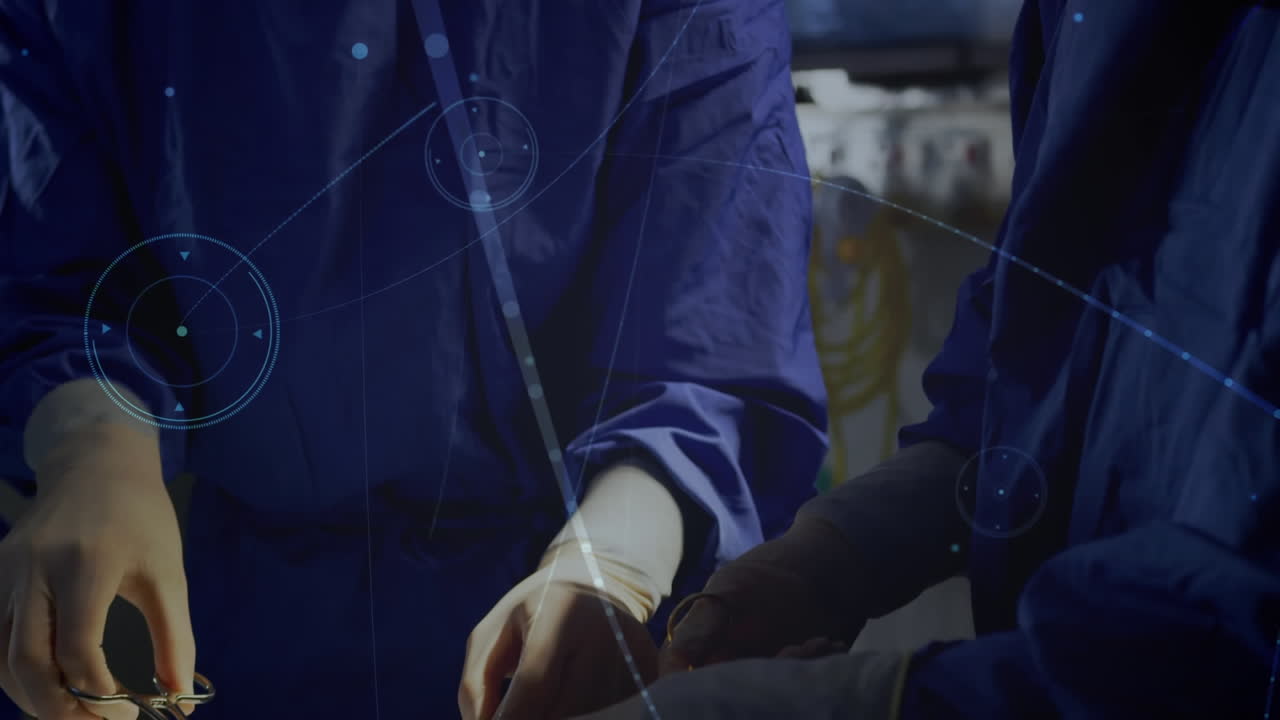 Animation of network of connections over surgeons in operating theater