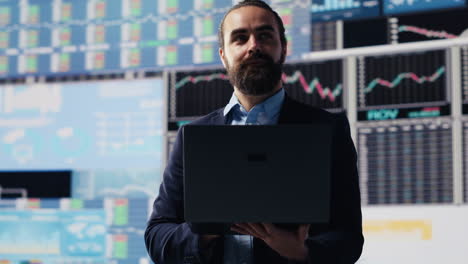 economy expert reviewing financial data and kpi dashboards
