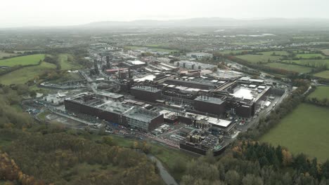 intel microprocessor manufacturing complex in leixlip, ireland, aerial view