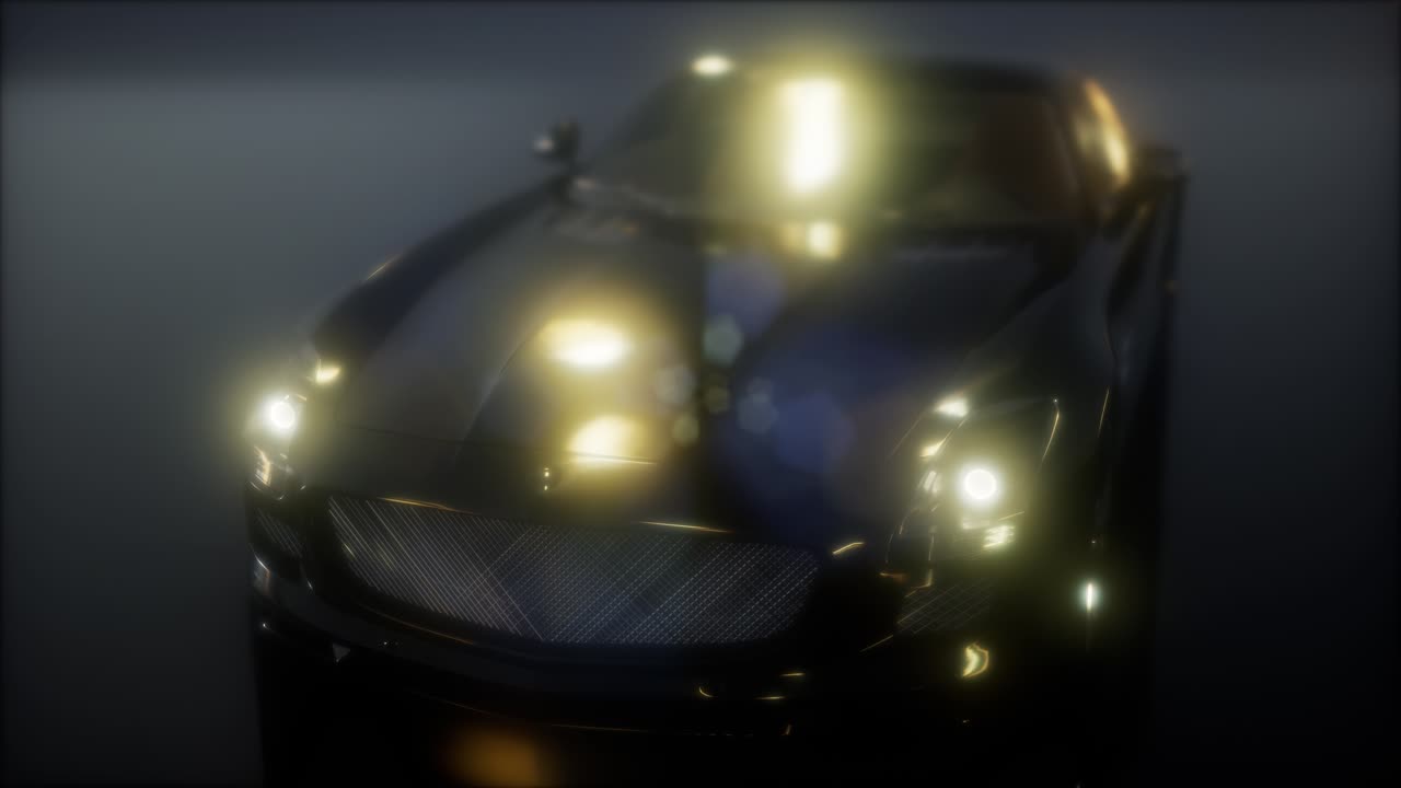 coche deportivo de lujo en un estudio oscuro con luces brillantes