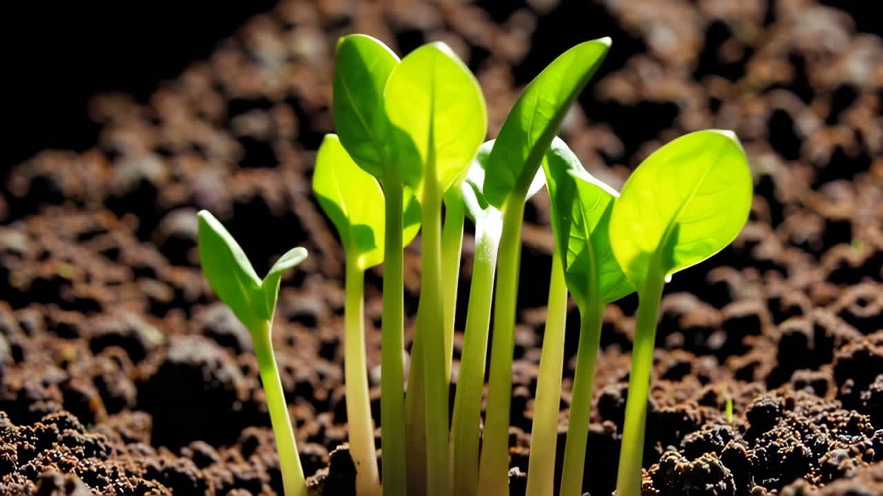 Young Plants Growing in Soil
