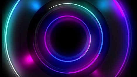 abstract seamless loop of 3d render neon circle. círculos de neón azules y púrpuras abstracto futurista de fondo de movimiento de alta tecnología loop seamless. video animación 3d ultra hd 4k.
